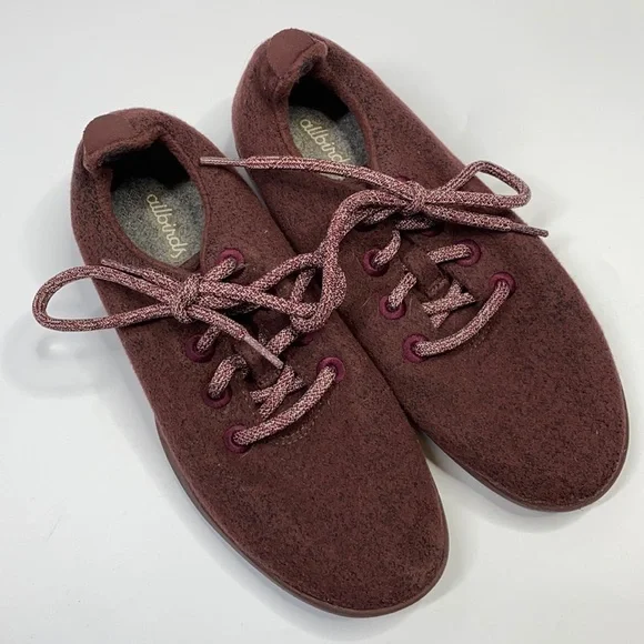 Allbirds Wool Runners Burgundy W8 - Picture 1 of 10